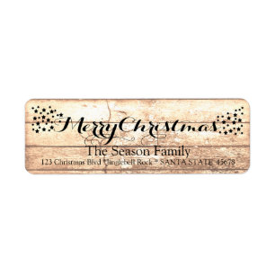 Etiqueta Merry Christmas Rustic wooden holiday label