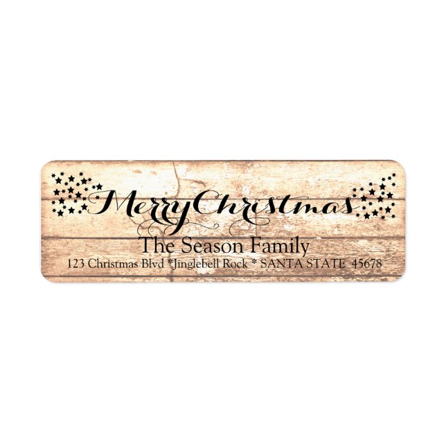 Etiqueta Merry Christmas Rustic wooden holiday label (Frente)