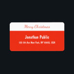 Etiqueta Merry Christmas Script Red White Template<br><div class="desc">Etiqueta de la dirección de la plantilla de color blanco rojo del guión navideño.</div>