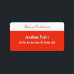 Etiqueta Merry Christmas Script Red White Template<br><div class="desc">Etiqueta de la dirección de la plantilla de color blanco rojo del guión navideño.</div>
