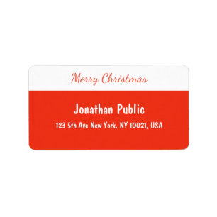 Etiqueta Merry Christmas Script Red White Template