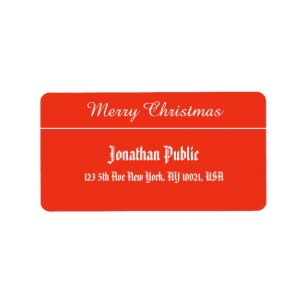 Etiqueta Merry Christmas Script Red White Template