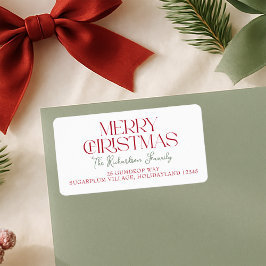 Etiqueta Merry Christmas Script Return Address