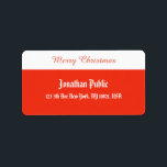 Etiqueta Merry Christmas Script Template Red White<br><div class="desc">Etiqueta de dirección blanca roja de la plantilla de guión navideño de Feliz.</div>