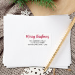 Etiqueta Merry Christmas Script Typography Return Address<br><div class="desc">Esta etiqueta de la dirección de retorno "Feliz Navidad" presenta tipografía de escritura elegante y roja y es fácilmente personalizable.</div>