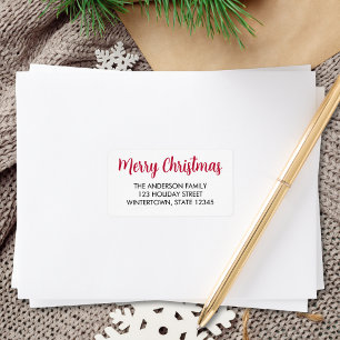 Etiqueta Merry Christmas Script Typography Return Address
