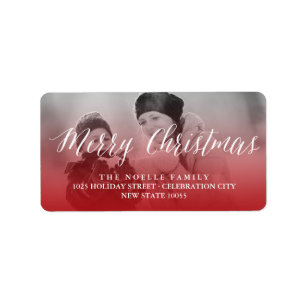 Etiqueta Merry Christmas Simple White Script Return Address