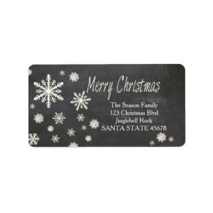 Etiqueta Merry Christmas snowflake Holiday Address Label