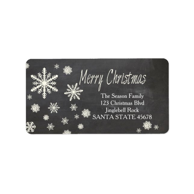 Etiqueta Merry Christmas snowflake Holiday Address Label (Frente)