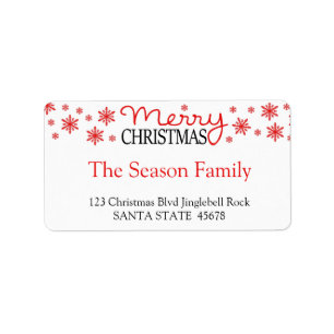 Etiqueta Merry Christmas snowflake holiday Label