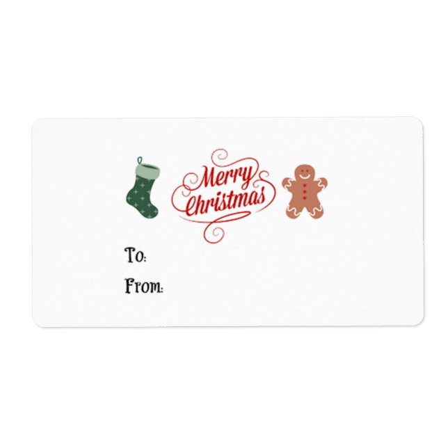 Etiqueta Merry Christmas Stocking Gingerbread Man (Frente)
