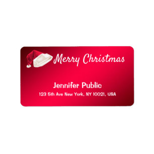 Etiqueta Merry Christmas Textos manuscritos rojos Santa