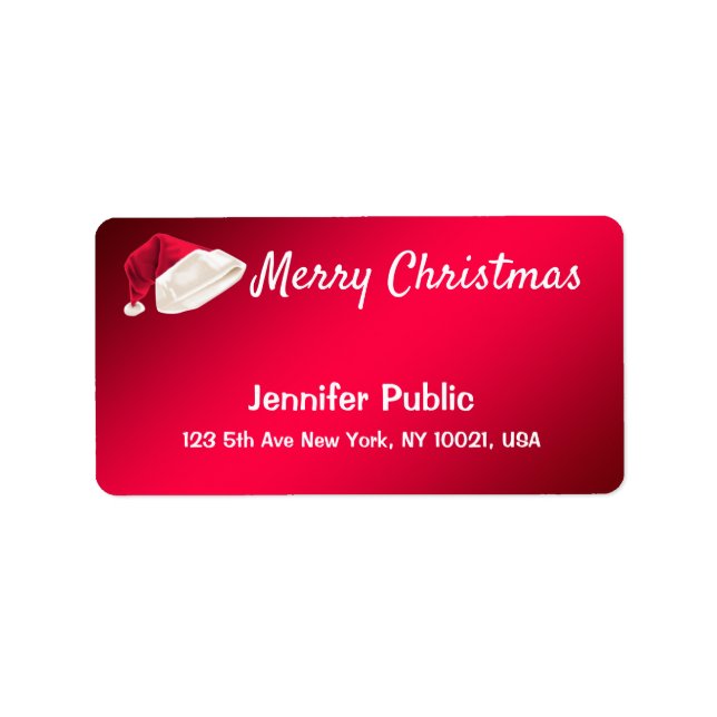 Etiqueta Merry Christmas Textos manuscritos rojos Santa (Frente)