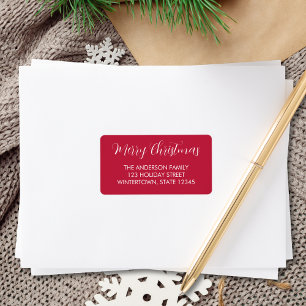 Etiqueta Merry Christmas Typography Red Return Address