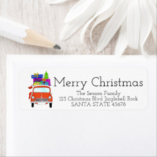 Etiqueta Merry Christmas Vintage Car label