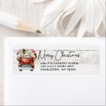 Etiqueta Merry Christmas Vintage Red Truck Rustic Christmas<br><div class="desc">Merry Christmas Vintage Red Truck Rustic Christmas Return Address Label - features a vintage red truck filled with christmas botanicals, holly berries and a black and white bow. Our template makes it so easy for you to personalize your return address label. Label is part of a collection. Designed by Beverly...</div>