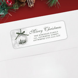 Etiqueta Merry Christmas Watercolor Ornament Holiday Return