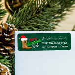 Etiqueta Merry Christmas Y'all Cowboy Boot<br><div class="desc">Merry Christmas,  Y'all. Funny holiday return address labels for a Texas cowboy who speaks with Southern slang. A brown cowboy boot topped with a Santa Claus hat on cool green labels for a Texan with a drawl.</div>