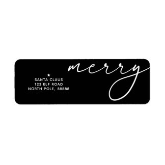 Etiqueta Merry Elegant Christmas Black & White Themed Label