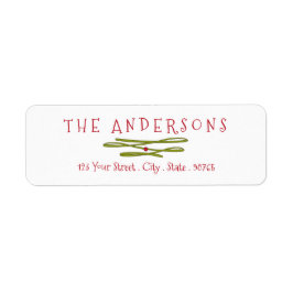 Etiqueta Merry Greetings Green Banner Return Address