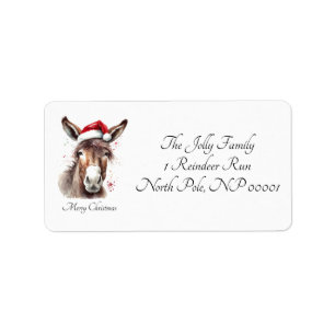 Etiqueta Merry Little Navidades Donkey, personalizado