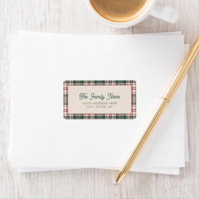 Etiqueta Merry Mail - Plaid Address Label (In situ)