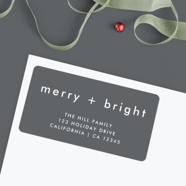 Etiqueta Merry y Bright | Elegante dirección de devolución  (Personalize your envelopes with this stylish merry and bright label)