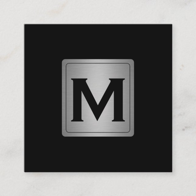 Etiqueta metálica clásica plateada con monograma (Anverso)