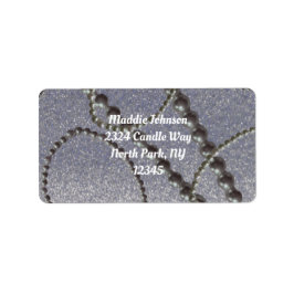Etiqueta Metallic Blue With Pearls Address Label