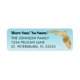 Etiqueta Metallic Gold Florida Map Aqua Blue New Address