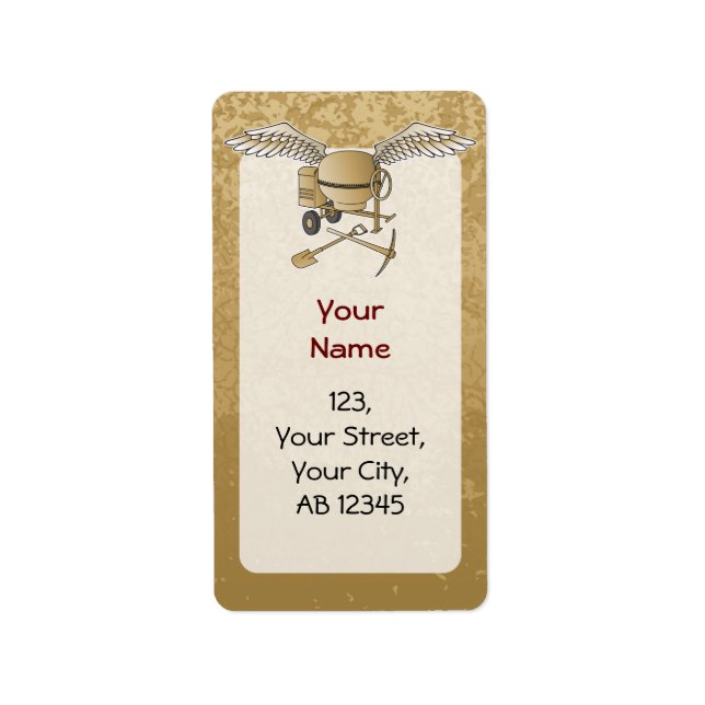 Etiqueta Mezclador de hormigón beige (Frente)