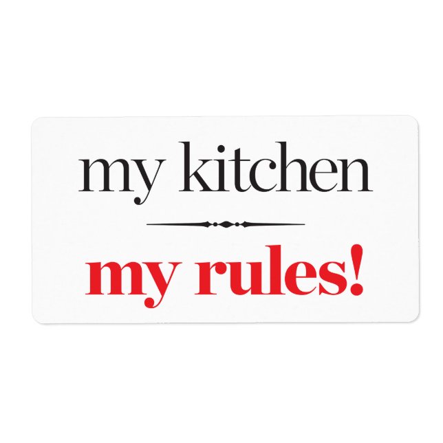 Etiqueta Mi cocina, mis reglas (Frente)