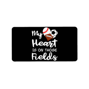 Etiqueta Mi Corazón Está En El Campo Del Fútbol De Béisbol 