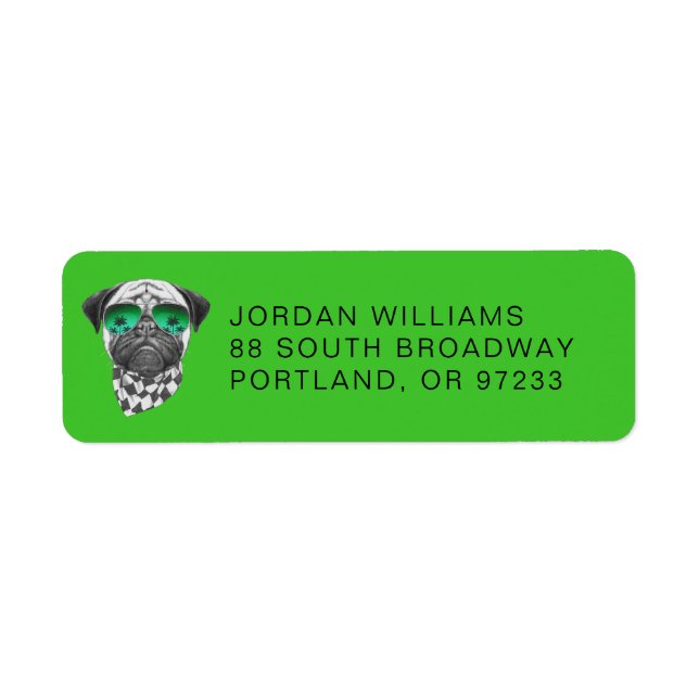 Etiqueta Miami Pug | Añadir su nombre (Frente)