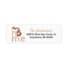 Etiqueta Michigan Llenó La Silhouette Estatal Con El Hogar