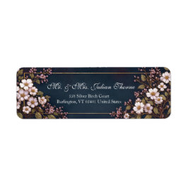 Etiqueta Midnight Navy White Botanical Frame