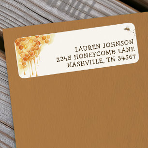 Etiqueta Miel de Abeja Panal Acuarela Abejorro