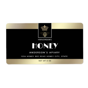 Etiqueta miel minimalista de oro de abeja reina