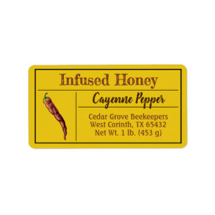 Etiqueta Miel picante de pimienta picante