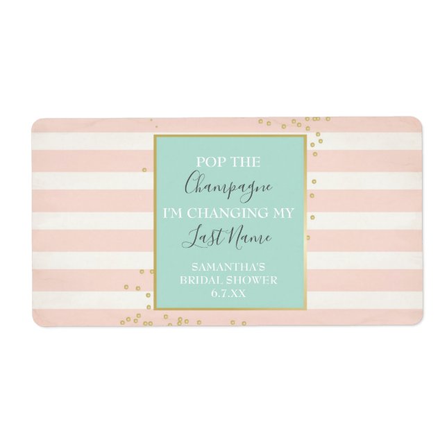 Etiqueta Mini Champagne Label Bridal Shower Favor (Frente)