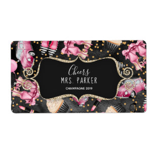 Etiqueta Mini Champagne Label Bridal Shower Favor Retro
