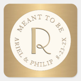 Etiqueta mini monograma con fecha de boda destinad