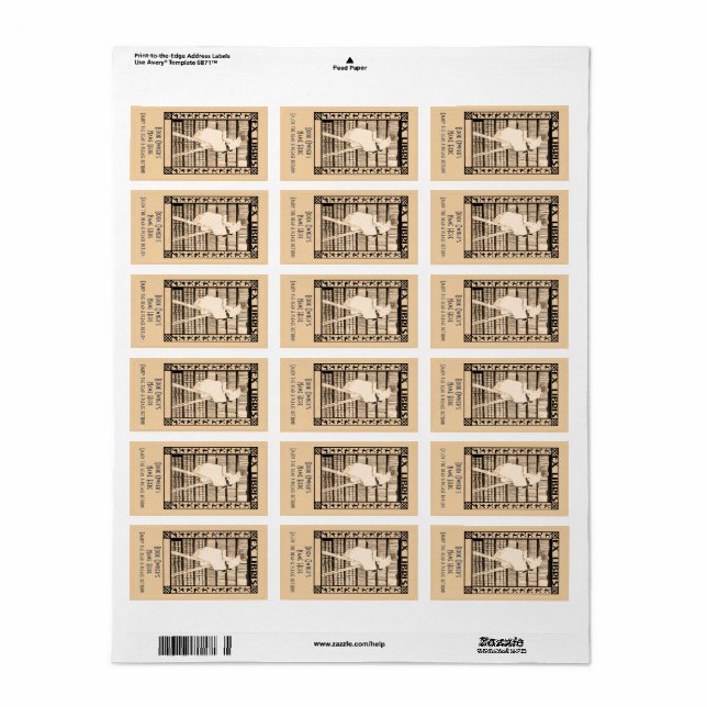 Etiqueta Mini placas de libros antiguas modernas personaliz (Hoja Entera)