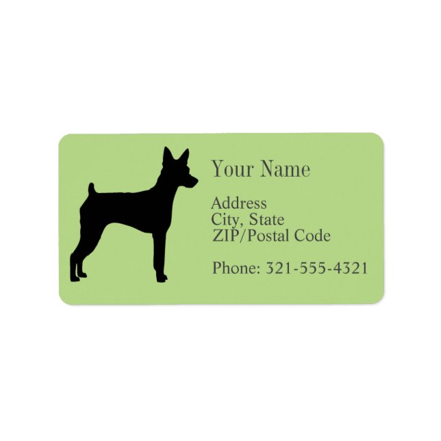 Etiqueta Miniatura Pinscher Silhouette (Frente)