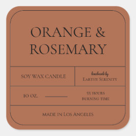 Etiqueta mínima de la vela Naranja quemada de óxid