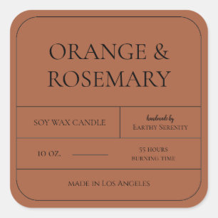 Etiqueta mínima de la vela Naranja quemada de óxid