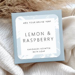 Etiqueta mínima de producto de casquillos azules p