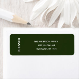 Etiqueta Minimal BLESSED | Forest Green Holiday Address