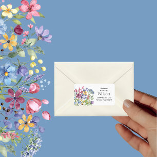 Etiqueta Minimal Boho Wildflower with Custom Return Address