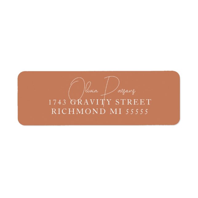 Etiqueta Minimal Caramel Scripted Address Label (Frente)